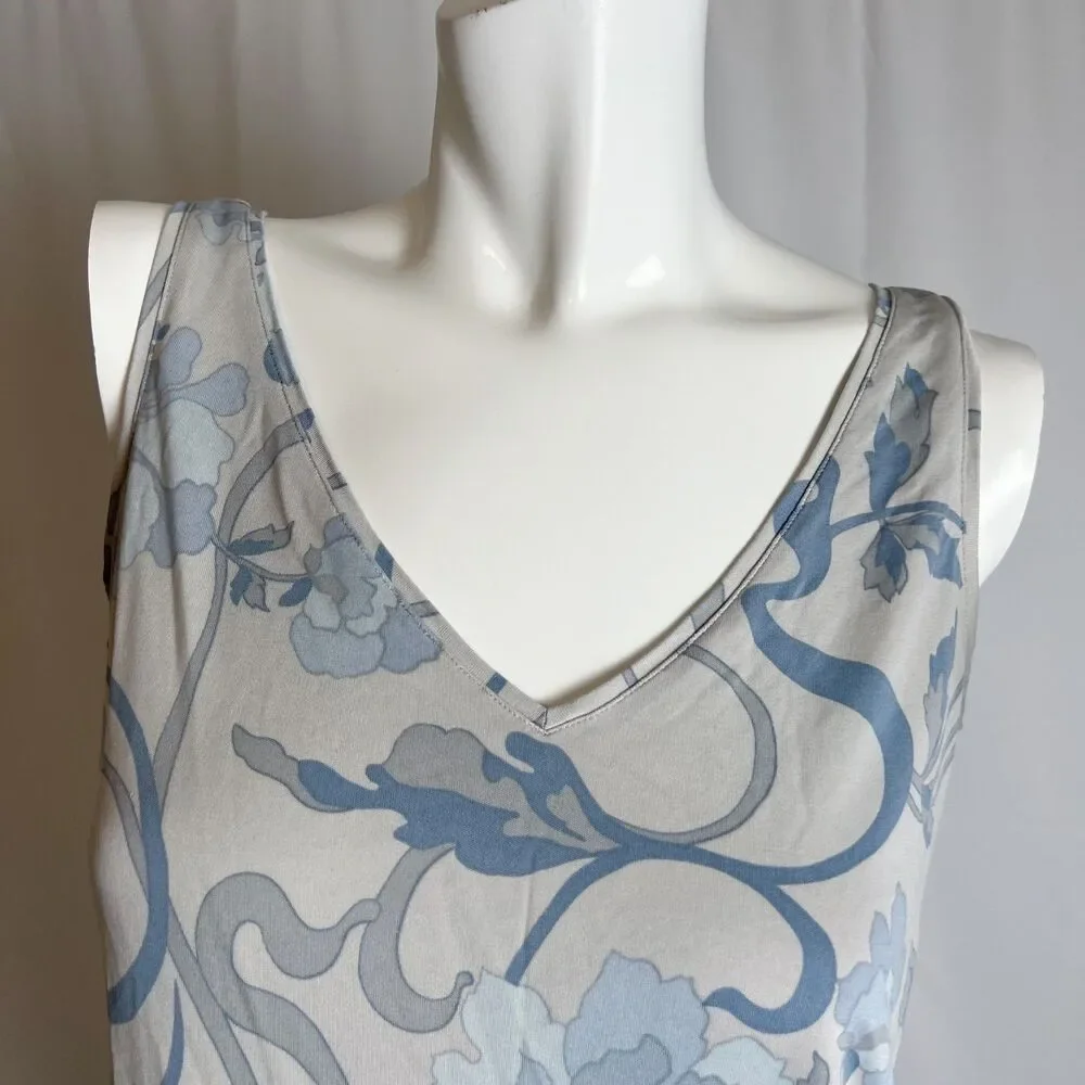 Y2K 100% Silk The Limited Gray Blue Floral Patterned Tank Top Cami Size M - Picture 2 of 6